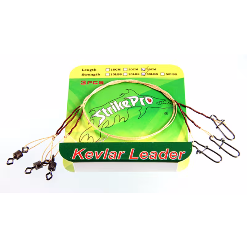 Поводок кевларовый 15 см, 12кг верт.бочка №6 заст.duo-lock №1 3шт