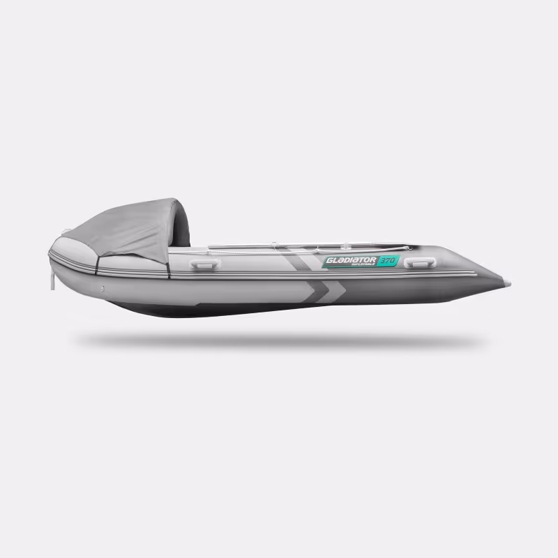 Надувная лодка ПВХ Gladiator C370AL, пайол алюминиевый, светло-серый/темно серый