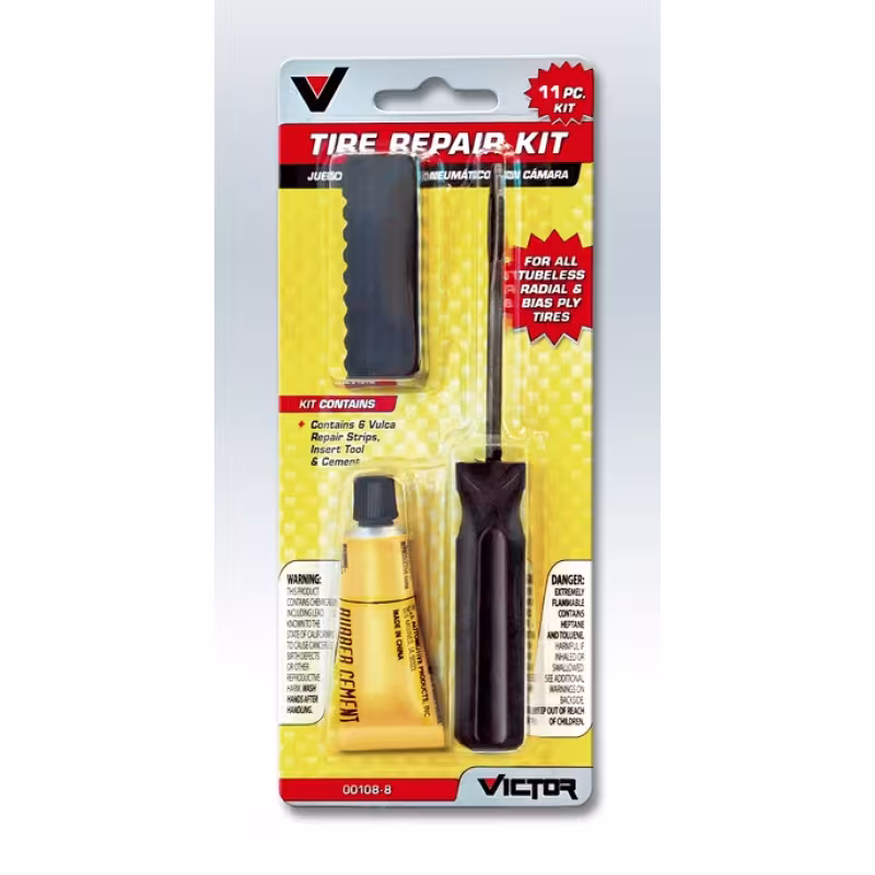 Набор для ремонта бескамерных шин Victor V108-8 (шило, клей, жгуты 9 шт.)