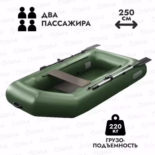 Надувная лодка ПВХ Flinc Феникс 250, пайол фанерный, зеленый