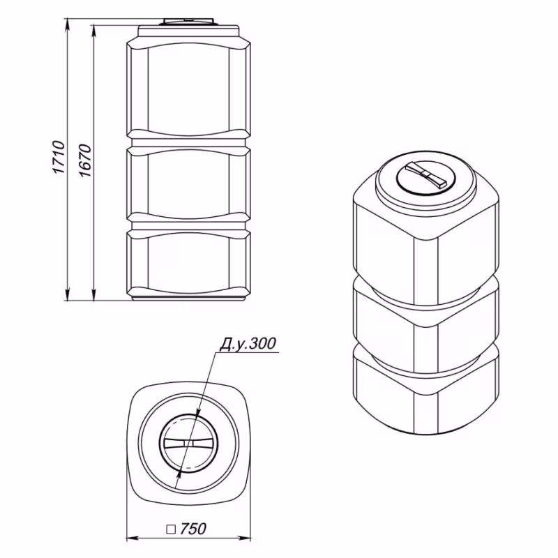 Бак ЭкоПром L750, 750 л