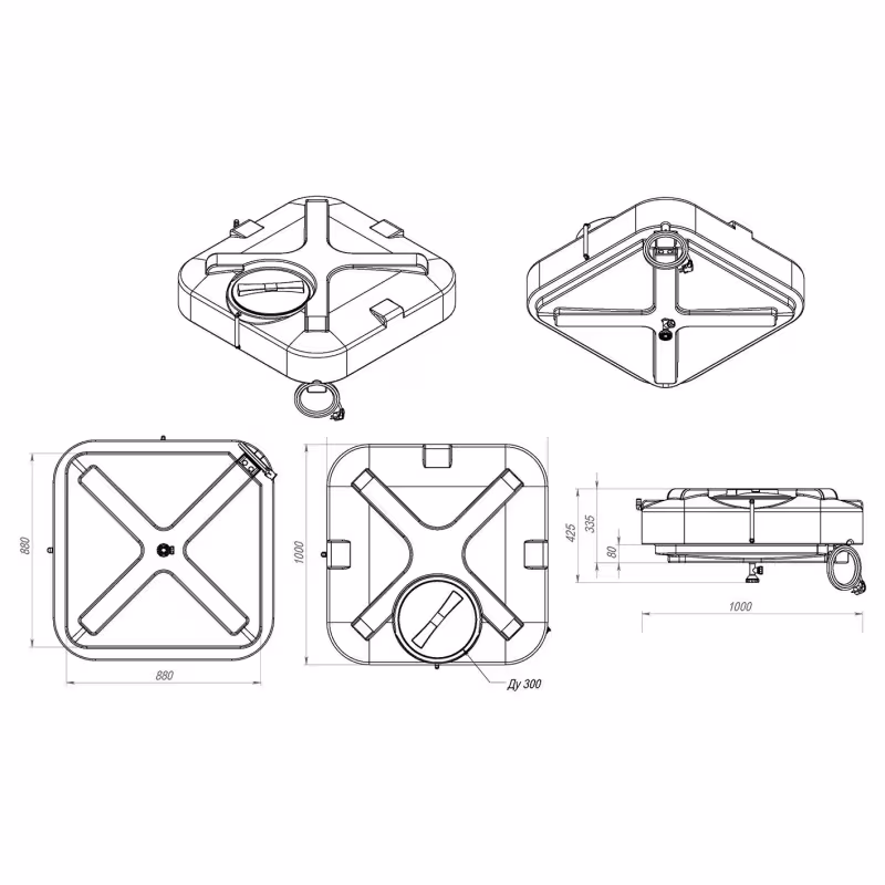 Бак для дачного душа с лейкой и подогревом ЭкоПром Rostok, 200 л