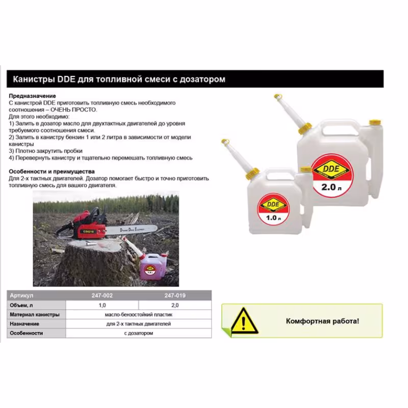 Канистра пластиковая для топлива DDE 247-019, белый, 2 л