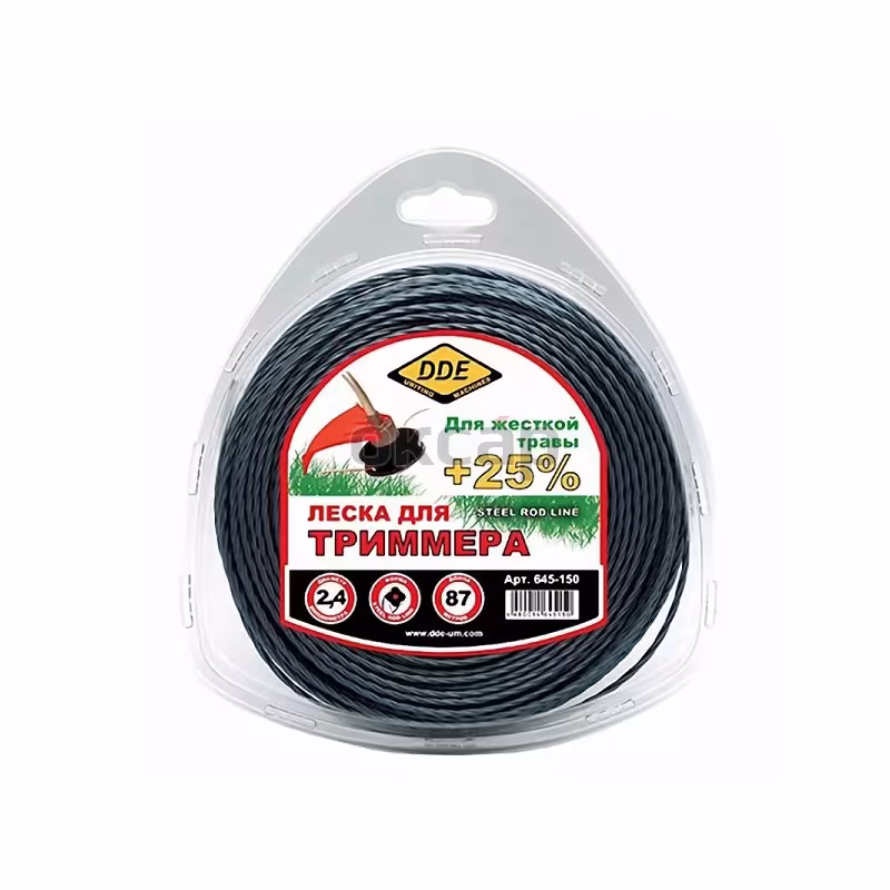 Корд триммерный армированный DDE Steel Rod Line, крест витой, 2,4мм*87м