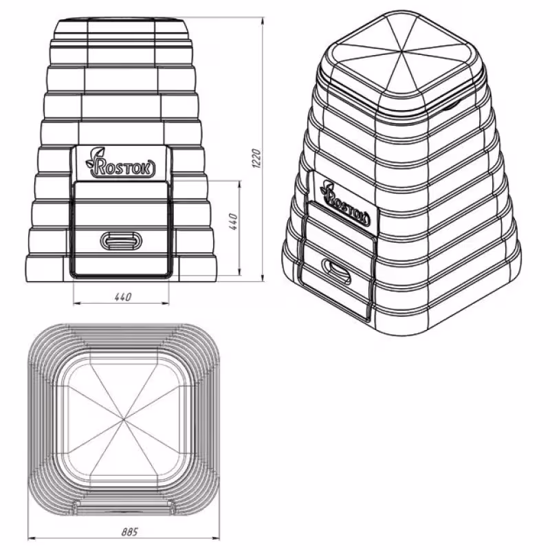 Компостер ЭкоПром Rostok, 600 л