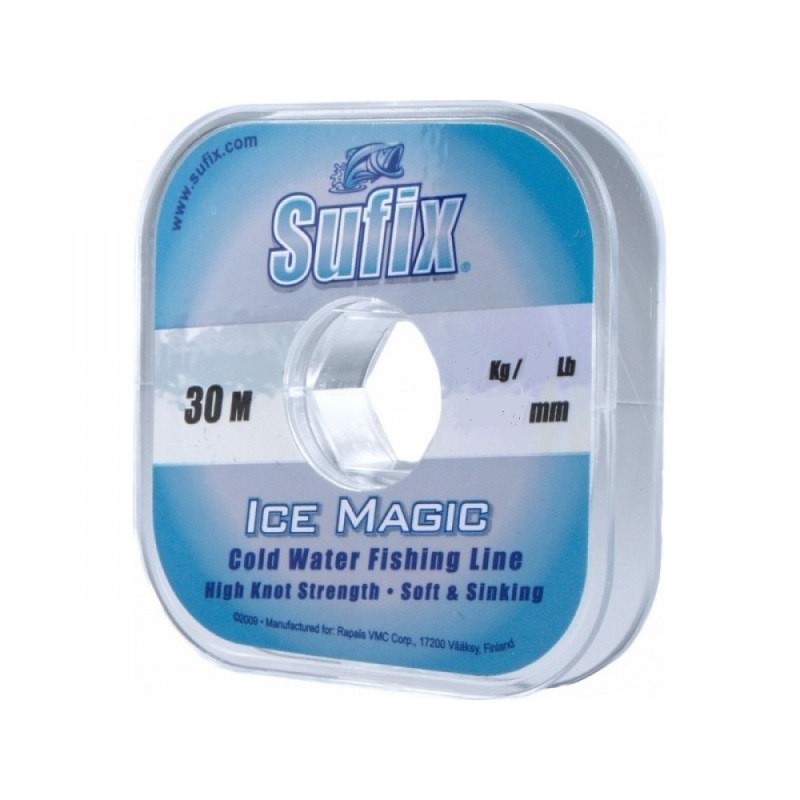 Леска монофильная зимняя Sufix Ice Magic прозрачная 0.195 мм, 3.3 кг, 30 м