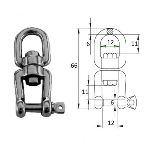 Вертлюг петля-скоба Cim 2702-0108, 8 мм