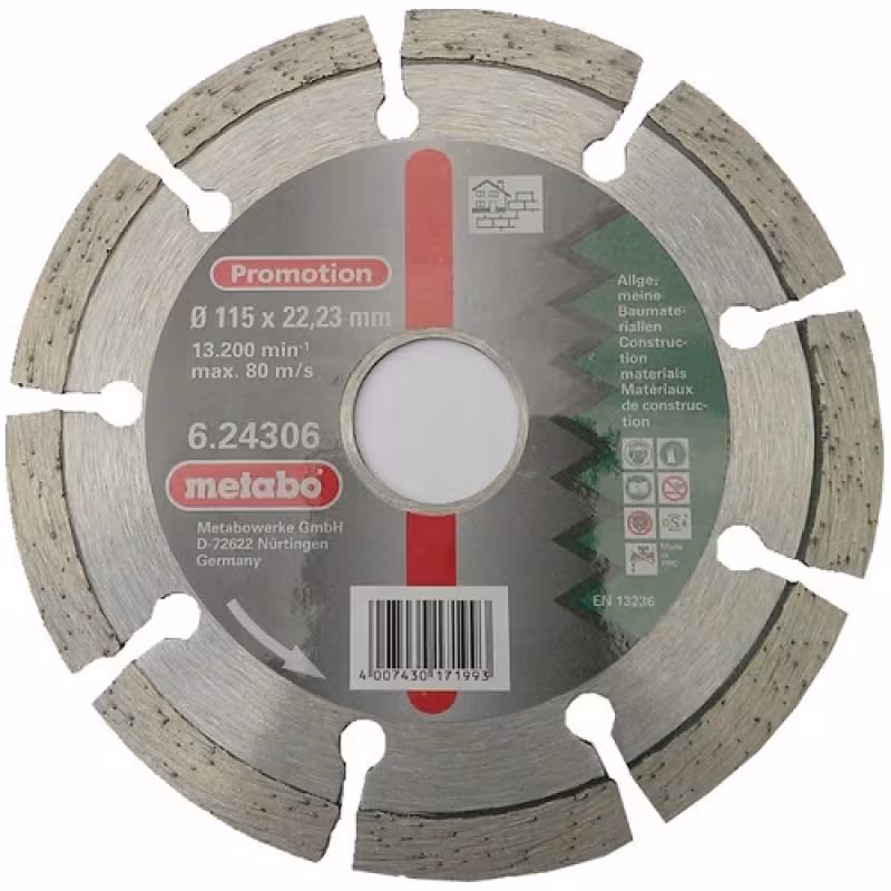 Диск алмазный сегментный Metabo 624306000, 115х22,2 мм