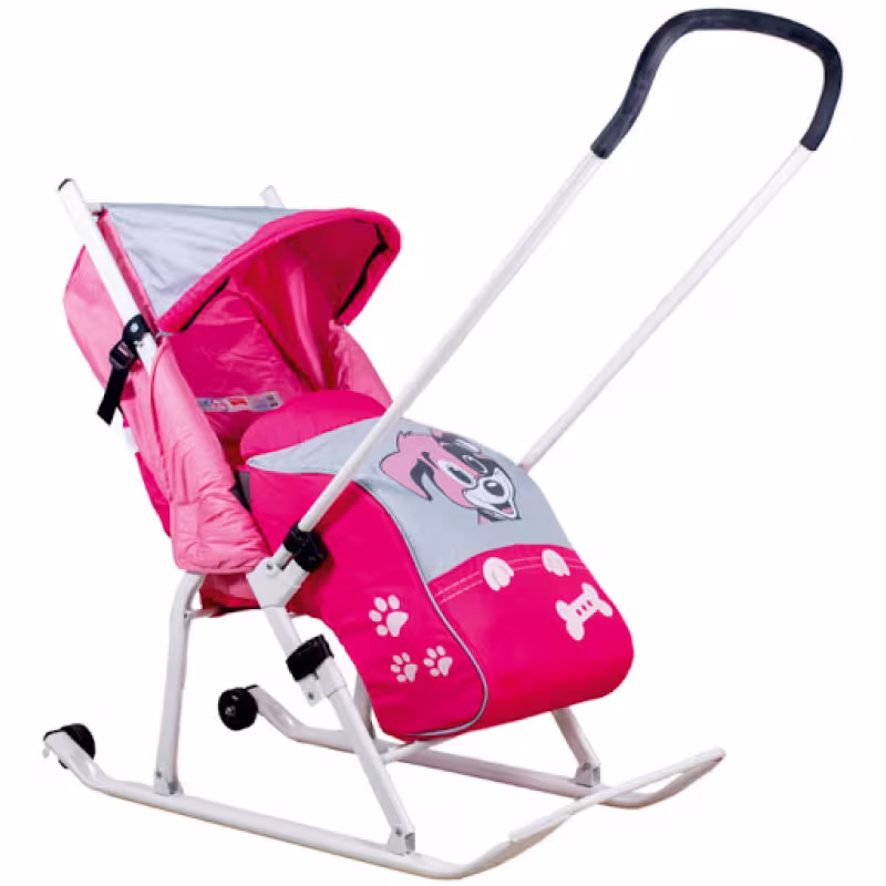 Санки-коляска ТяниТолкай Стар Любопытный щенок, розовый