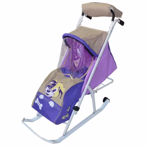 Санки-коляска ТяниТолкай Стар Любопытный щенок, сиреневый