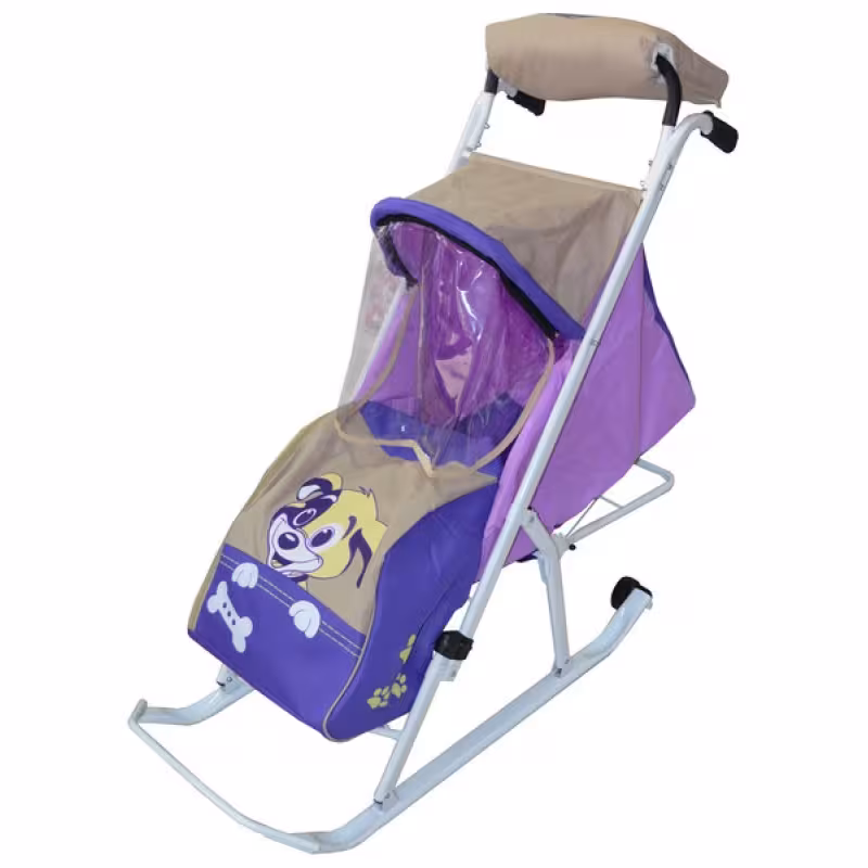 Санки-коляска ТяниТолкай Стар Любопытный щенок, сиреневый