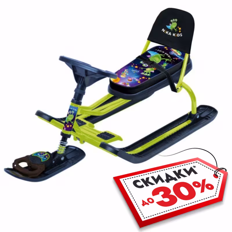 Снегокат со спинкой Nika Kids Тимка Спорт 4-1 Пришельцы ТС4-1/П2, желтый