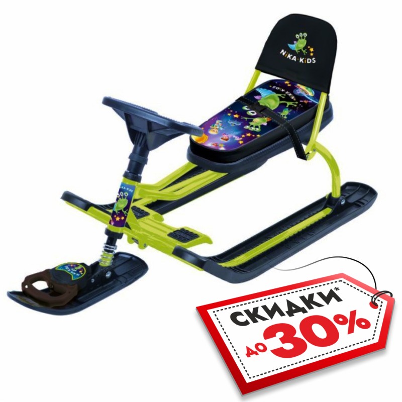 Снегокат со спинкой Nika Kids Тимка Спорт 4-1 Пришельцы ТС4-1/П2, желтый