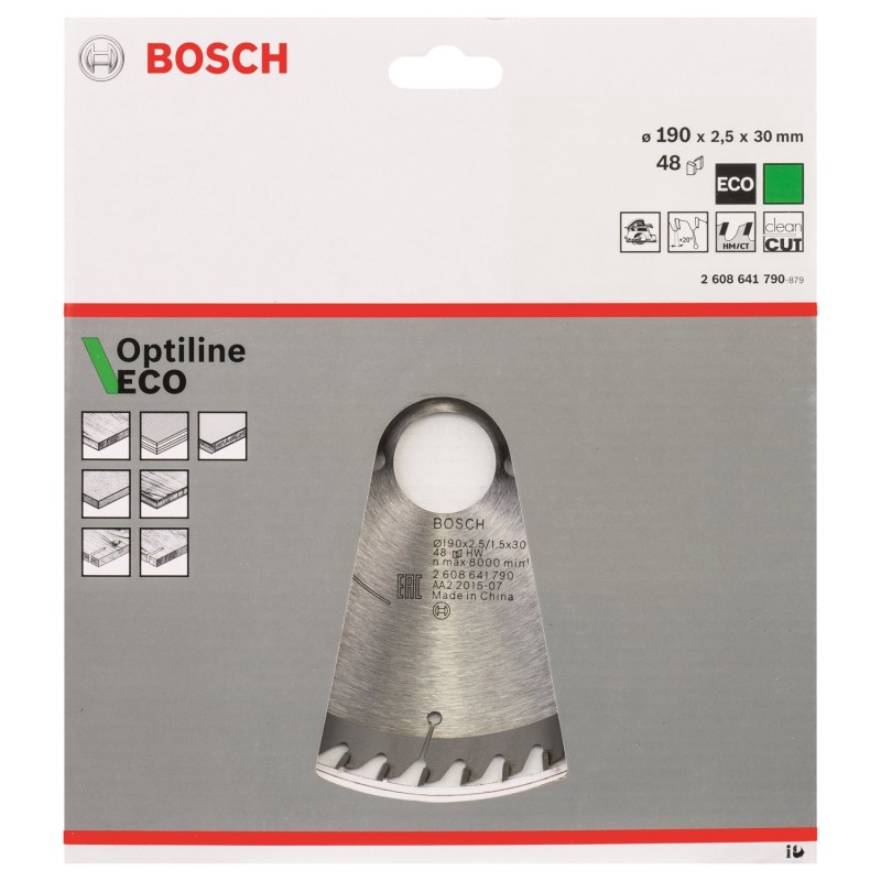 Диск пильный по дереву Bosch Optiline ECO 2608641790, 190х2,5х30 мм