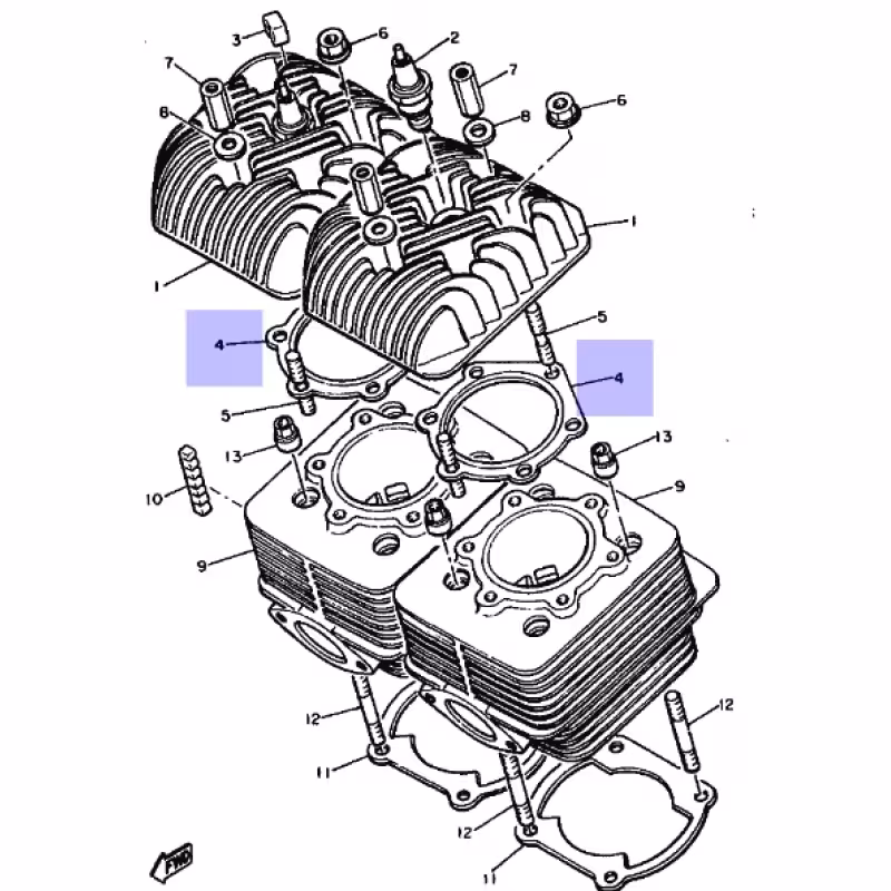 Прокладка под головку на снегоход Yamaha VK540