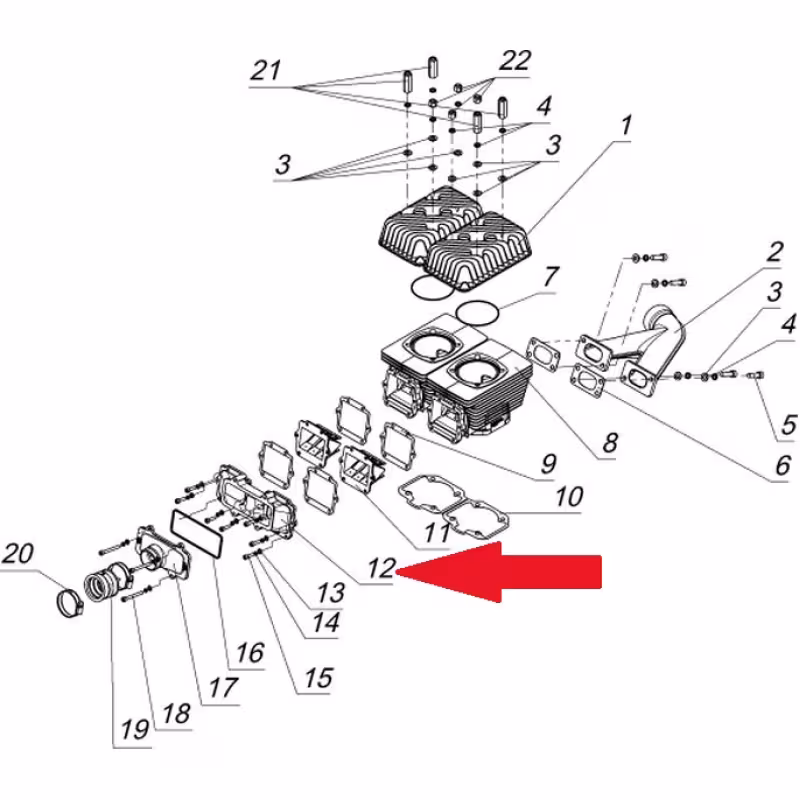 Коллектор впускной на снегоход Тайга С40500214