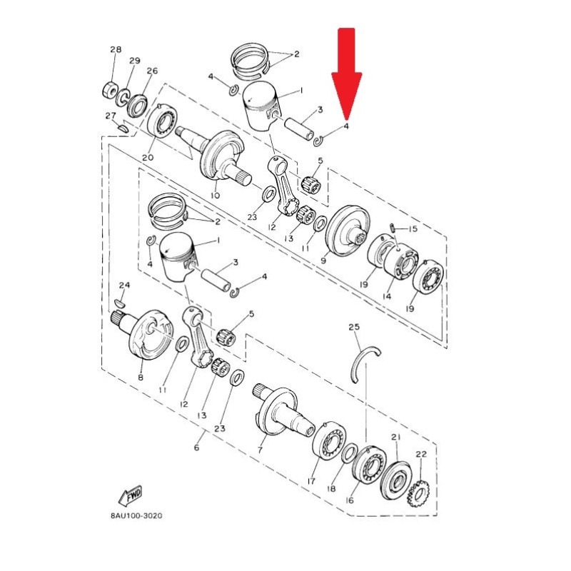 Кольцо стопорное поршневого пальца на снегоход Yamaha VK540