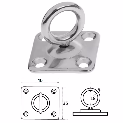 Планка квадратная с поворотной проушиной 6 мм