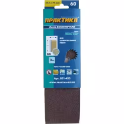 Лента шлифовальная Практика, 75х533 мм, P60 (3 шт)