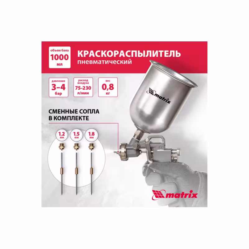 Краскопульт пневматический Matrix 57315, 1 л