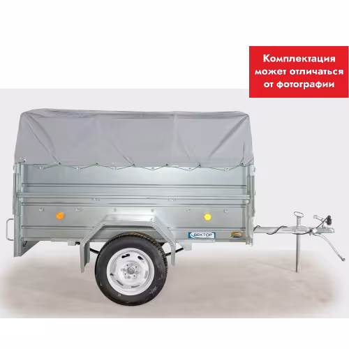 Прицеп бортовой одноосный Вектор ЛАВ 81011 с каркасом и тентом, высокий борт