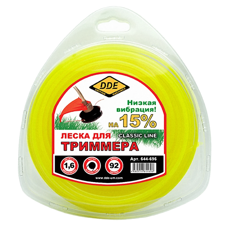 Корд триммерный DDE Classic Line, круглый, 1,6мм*92м