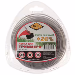 Корд триммерный армированный DDE Hard Line, круглый, 2,4мм*15м