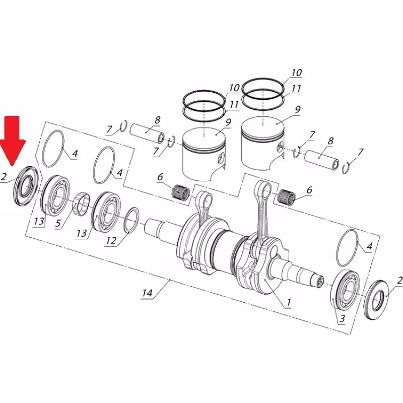 Сальник коленвала ASX NBR/PTFE на снегоход Тайга C49805470