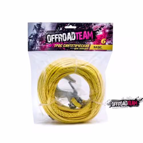 Трос синтетический с крюком Off road team Basic, 6 мм, 15 м