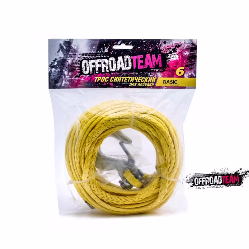 Трос синтетический с крюком Off road team Basic, 6 мм, 15 м