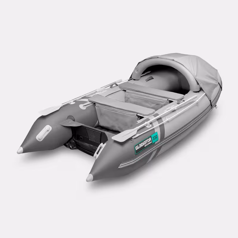 Надувная лодка ПВХ Gladiator E330PRO, НДНД, светло-серый/темно-серый