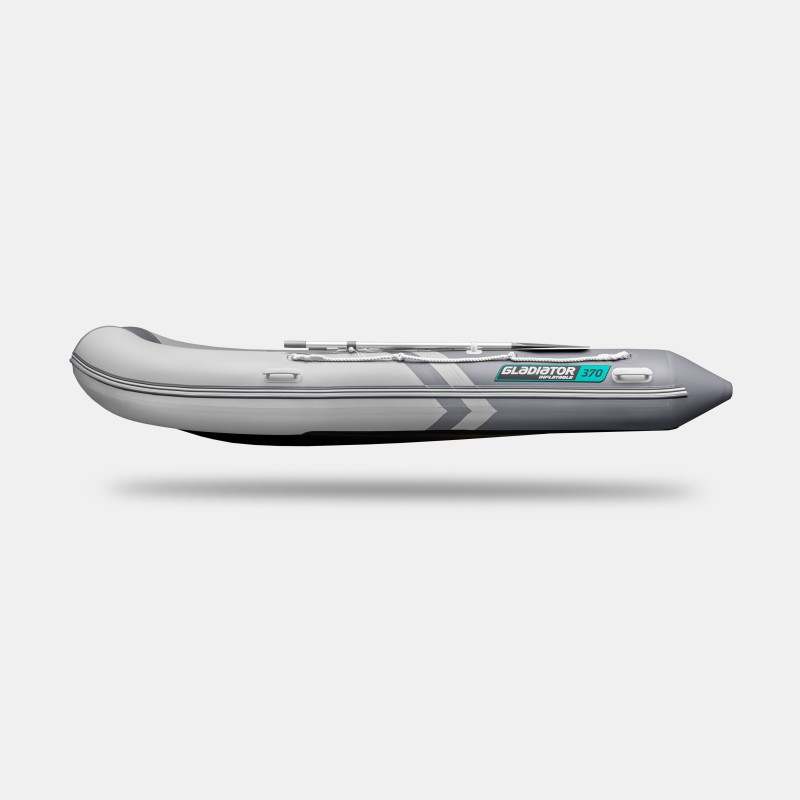 Надувная лодка ПВХ Gladiator B370AL, пайол алюминиевый, светло-серый/темно-серый