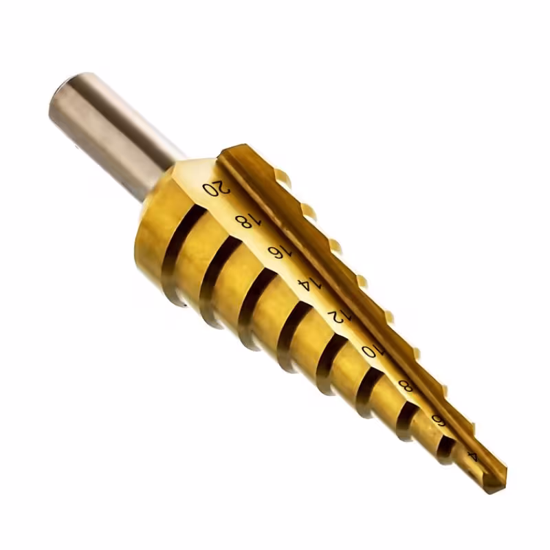 Сверло по металлу ступенчатое 4-20мм шаг 2мм TIN ПРАКТИКА