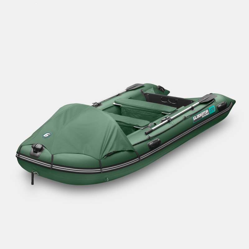 Надувная лодка ПВХ Gladiator C370AL, пайол алюминиевый, зеленый
