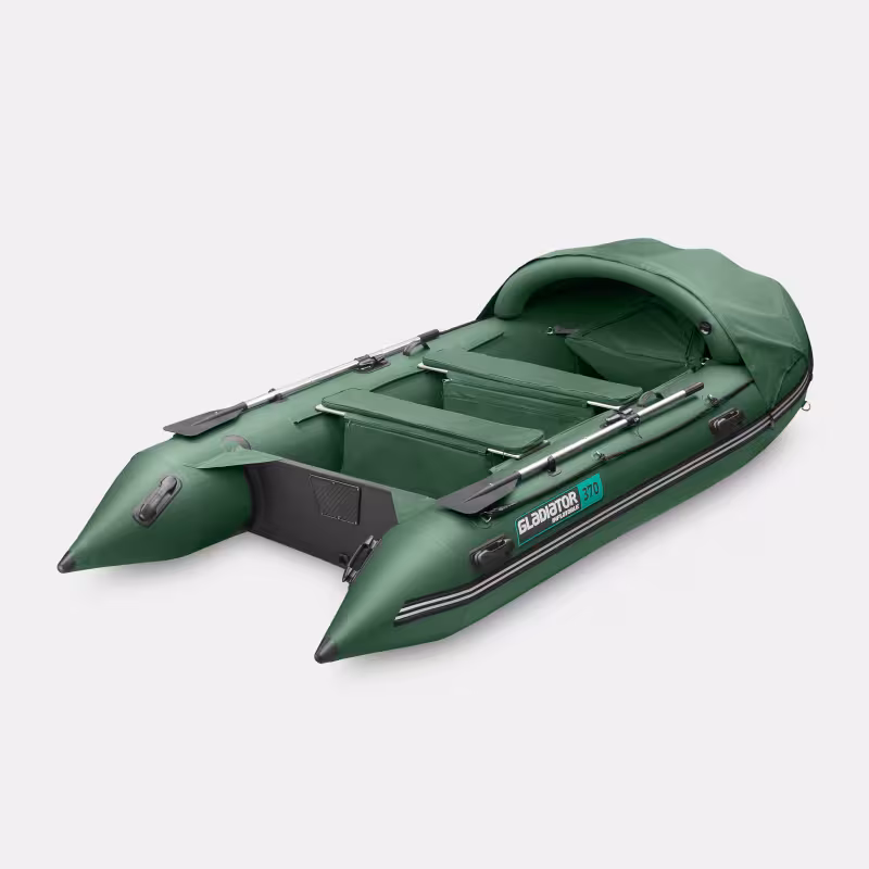 Надувная лодка ПВХ Gladiator C370AL, пайол алюминиевый, зеленый