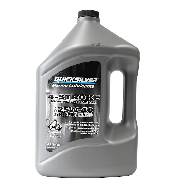 Масло моторное синтетическое для 4Т лодочных моторов Quicksilver Synthetic Blend 25W40, 4л