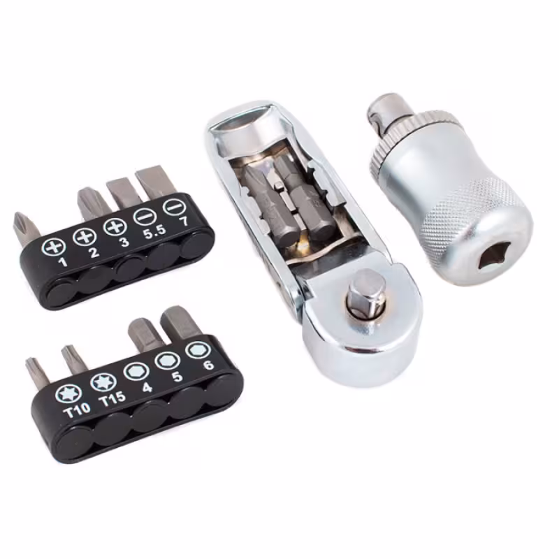 Отвертка-рукоятка трещоточная PH, SL, Torx с набором бит 1/4