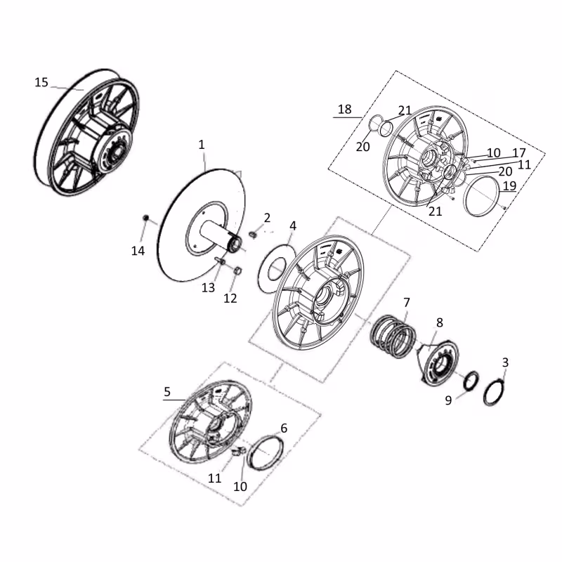 Шкив вариатора ведомый для снегохода Тайга C40601500 D-22мм