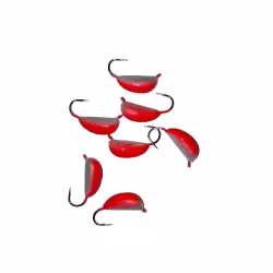 Мормышка вольфрамовая с ушком Банан (5гр.) красно-белая