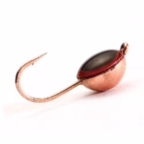 Мормышка вольфрамовая с ушком Полусфера 3D с флюрик (4гр.) медь