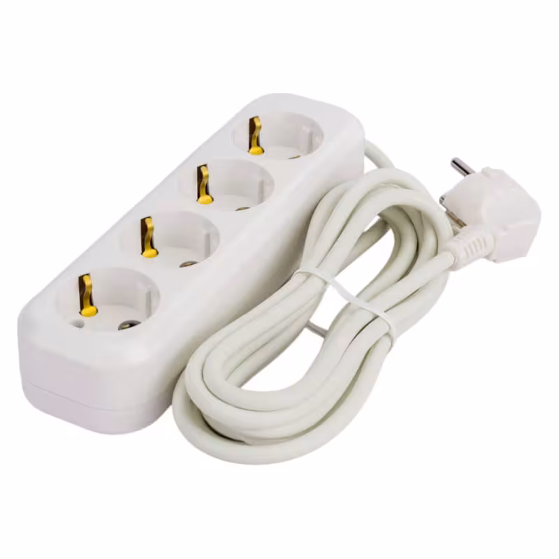 Удлинитель сетевой четырехместный с заземлением Lux У4-Е-03 (16А, 250В, 3 м)