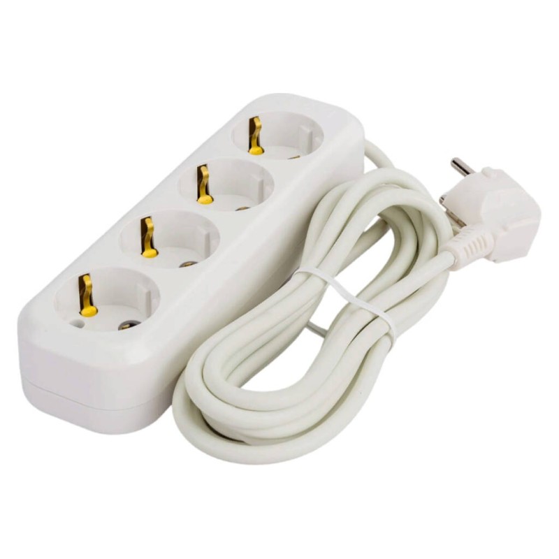 Удлинитель сетевой четырехместный с заземлением Lux У4-Е-03 (16А, 250В, 3 м)