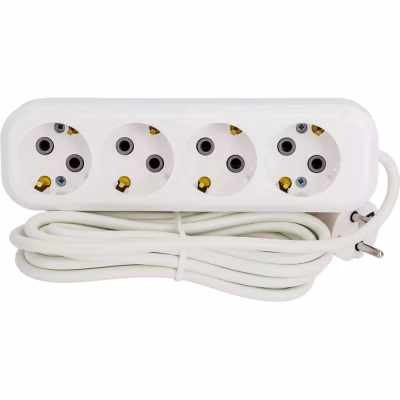 Удлинитель сетевой четырехместный с заземлением Lux У4-Е-03 (16А, 250В, 3 м)