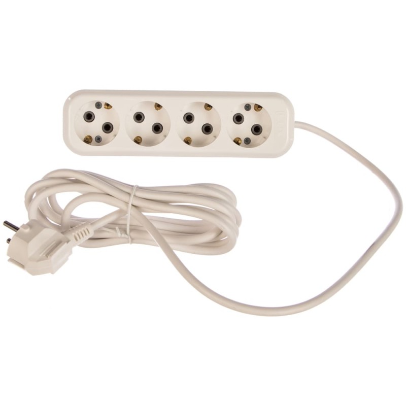 Удлинитель сетевой четырехместный с заземлением Lux У4-Е-03 (16А, 250В, 3 м)