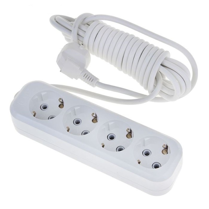 Удлинитель сетевой четырехместный с заземлением Lux У4-Е-03 (16А, 250В, 3 м)