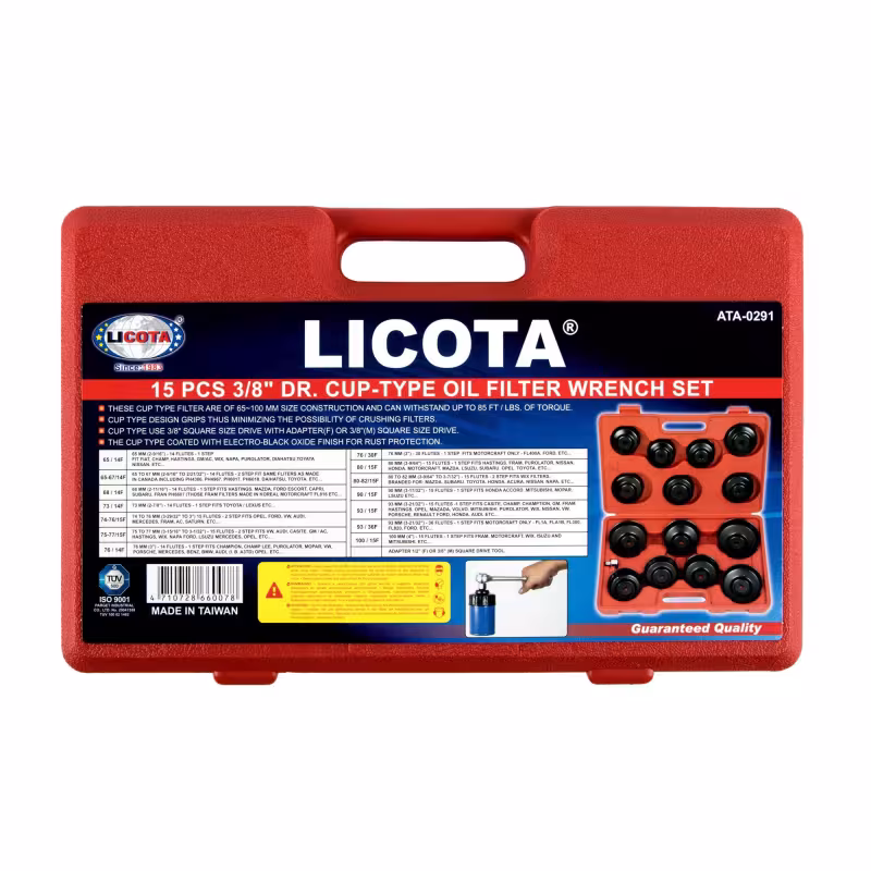 Набор съемников маслянных фильтров 15 пр. в пласт.LICOTA