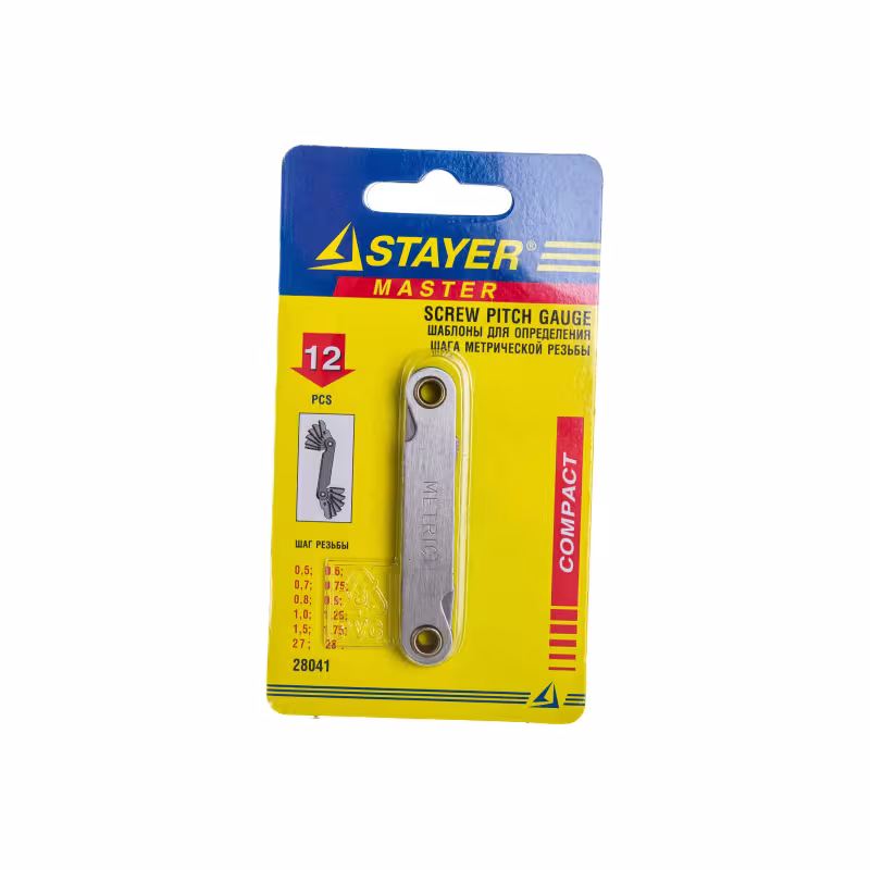Резьбомер Stayer 28041, метрическая резьба 0,5-1,75мм, трубная резьба 0,907 и 1,07 (27, 28tpi)