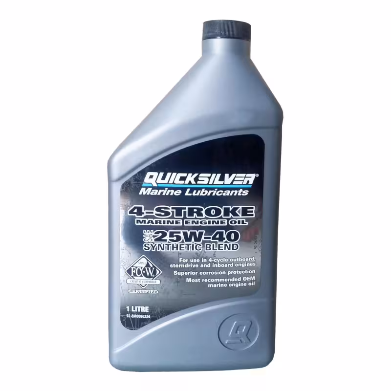 Масло моторное синтетическое для 4Т лодочных моторов Quicksilver Synthetic Blend 25W40, 1л