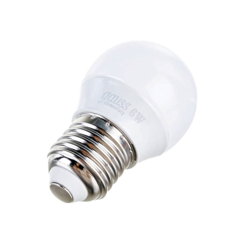 Лампа светодиодная Gauss LED Elementary 53216, 220В, Е27, 6Вт, 2700К, 540Лм, теплый белый свет