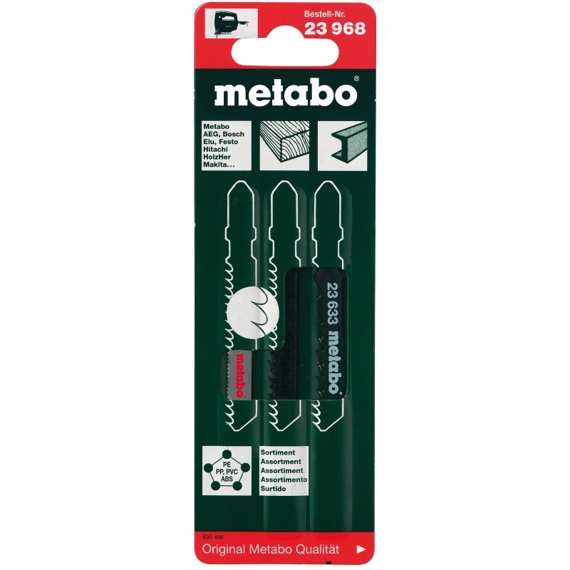 Набор пилок для лобзика METABO 3 шт (металл, дерево)